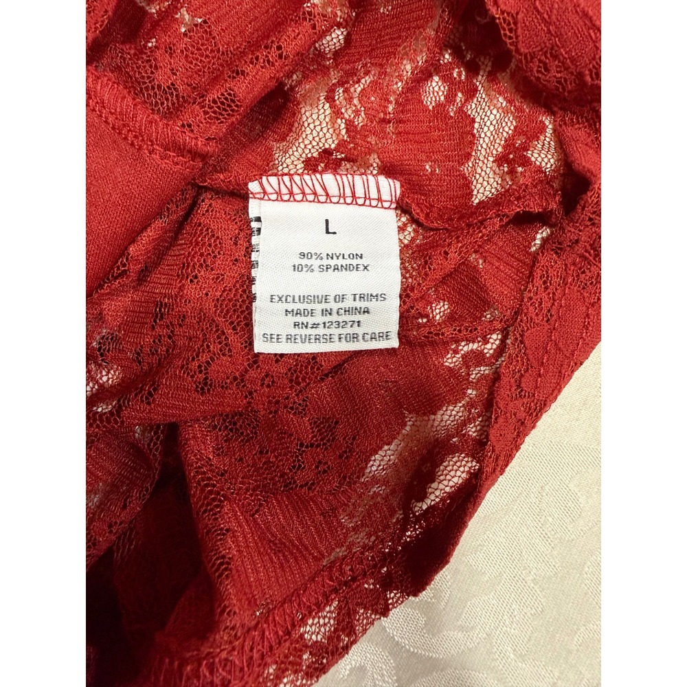 Faded‎ Rose Lace Camisole Womens Large Burgundy Sheer V-Neck Cropped Romantic - Picture 4 of 8